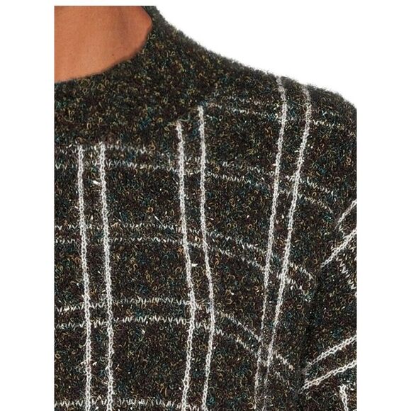 Love Trend New York Womens Plaid Lurex Pullover Sweater Long Sleeves Black S - Picture 2 of 7